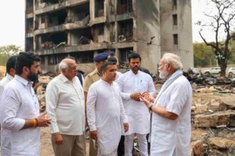 Prime Minister Narendra Modi visited the site of the tragic plane crash in Ahmedabad on Friday, expressing deep sorrow over the loss of lives
