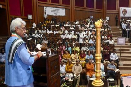 On the occasion of Samvidhan Hatya Diwas, Lieutenant Governor Manoj Sinha on Wednesday inaugurated the 1975 Emergency Exhibition at the Convention Centre in Jammu.