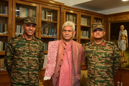 Lieutenant General Pratik Sharma, General Officer Commanding-in-Chief (GOC-in-C), Northern Command, on Monday called on Lieutenant Governor Manoj Sinha and briefed him about the recently concluded Operation Mahadev. He was accompanied by Lieutenant General Prashant Srivastava, General Officer Commanding (GOC) 15 Corps