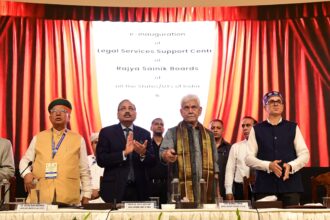 Lieutenant Governor Manoj Sinha on Saturday addressed the North Zone Regional Conference on “Reaffirming the Constitutional Vision of Justice for Defence Personnel and Tribals: Bridging the Gaps” organised by National Legal Services Authority, High Court of J&K and Ladakh and J&K Legal Services Authority, at Srinagar.