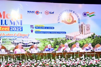 Lieutenant Governor Manoj Sinha on Sumday addressed the Mega Alumni Meet-2025 at University of Kashmir.
