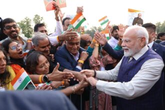 Prime Minister Narendra Modi received a rousing reception from the Indian community in London during his ongoing two-day visit to the United Kingdom.