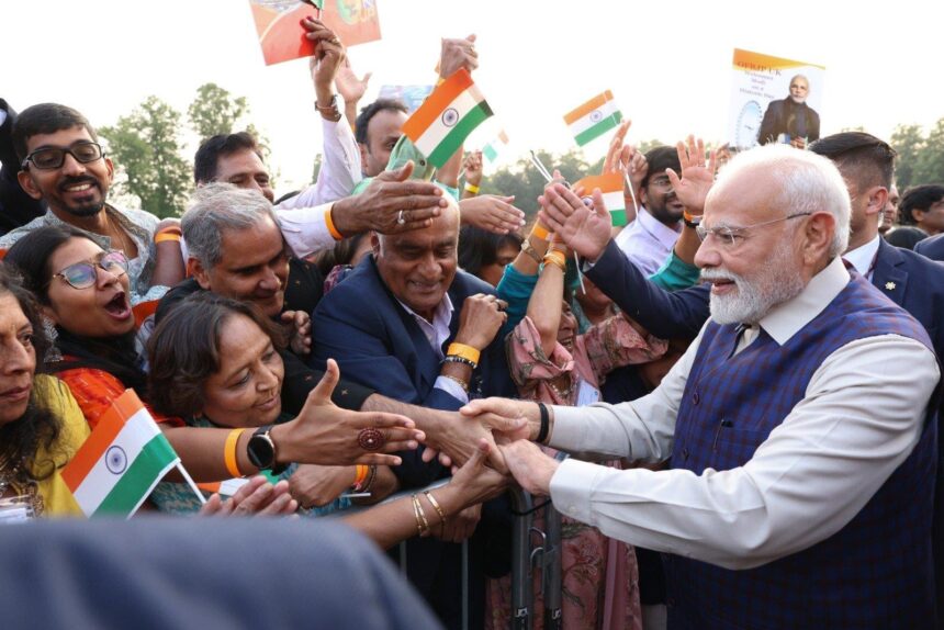 Prime Minister Narendra Modi received a rousing reception from the Indian community in London during his ongoing two-day visit to the United Kingdom.