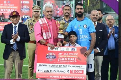 Lieutenant Governor addresses the closing ceremony of 20th J&K Police Martyr's Memorial Football Tournament at Srinagar
