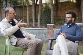 In Pic: KNS Editor Mohd Aslam Bhat with MP Srinagar Agha Ruhullah