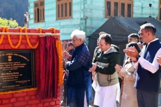 LG Sinha visits Chishoti Paddar in Kishtwar, lays foundation stone for construction of new houses for flood-affected families