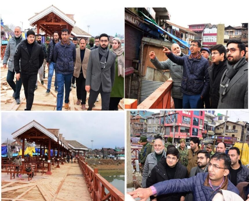 Div Com Reviews Progress of Wooden Pedestrian Bridge at Amira Kadal